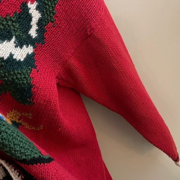 Vintage 90s Cullinane Red Christmas Cottagecore Cardigan Novelty School - Picture 6 of 15